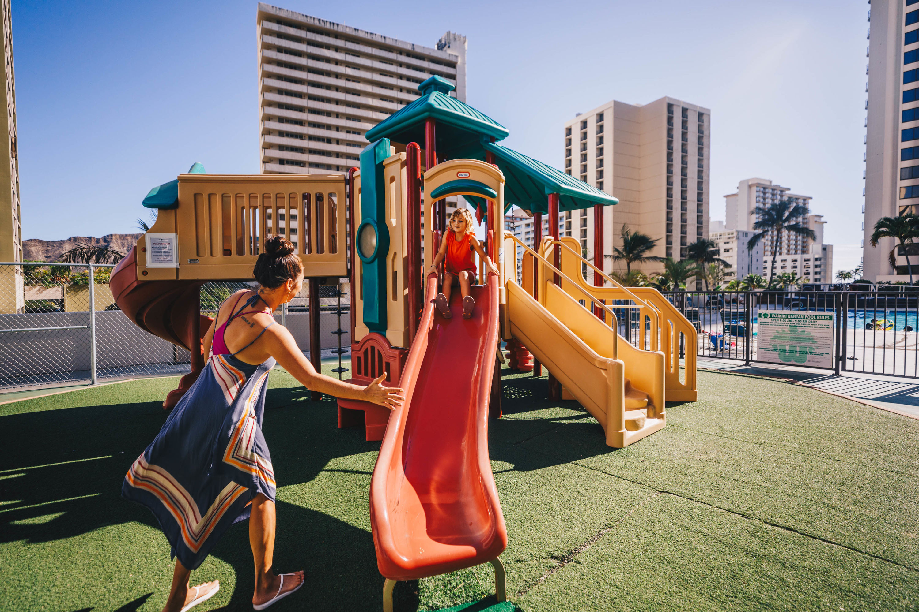 playground near the pool deck at the Aston Waikiki Banyan