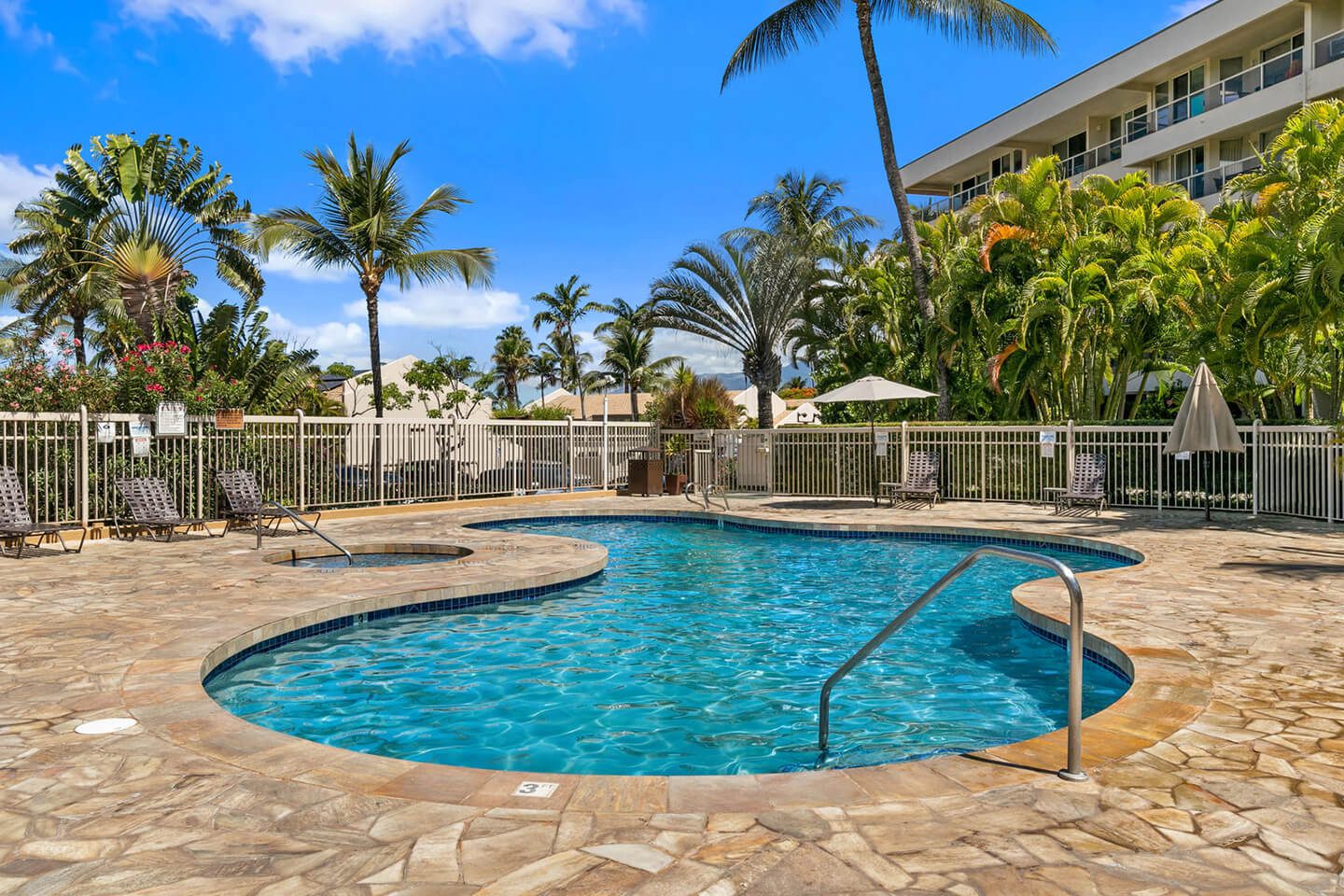 Outdoor pool and sun deck.