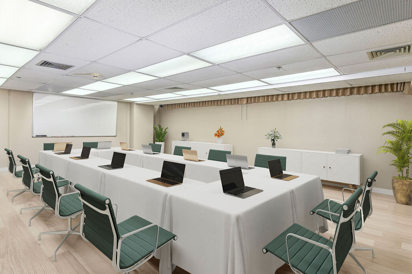 Meeting room with chairs and a tables.